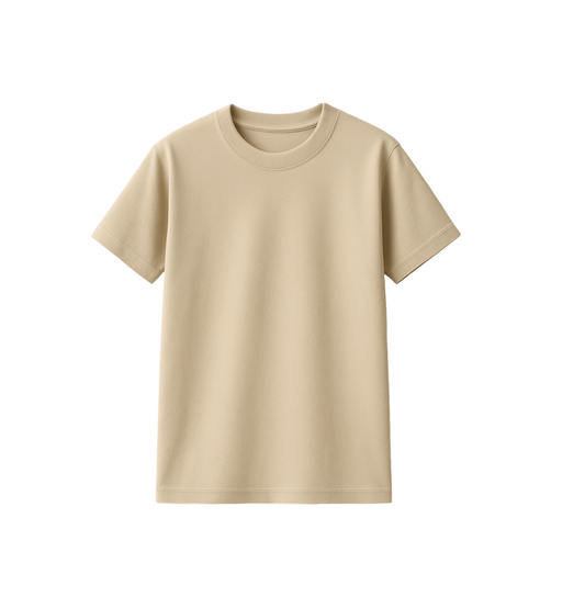 Biege | Solid Crew Neck Men's T-Shirt